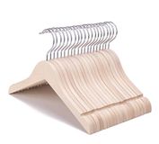 Nature Smile 20 stuks kleerhangers van natuurlijk hout, onafgewerkt/natuurlijk hout, voor overhemd of jas, zonder verf, verchroomde draaibare haak, roestvrij, 360° sterker, extra gladde inkepingen