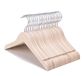 Nature Smile 20 stuks kleerhangers van natuurlijk hout, onafgewerkt/natuurlijk hout, voor overhemd of jas, zonder verf, verchroomde draaibare haak, roestvrij, 360° sterker, extra gladde inkepingen