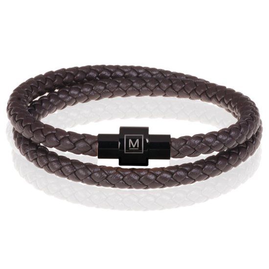 Memphis Leren Wrap Armband Donkerbruin Zwart