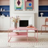 en.casa Salontafel Solund met plank 45x90x60 cm roze