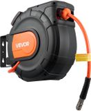 Vevor Persluchtslanghaspel, 9,5 mm X 20 M Pvc Persluchtslang, 20 Bar, Gesloten Slanghaspel met Automatische Oprolfunctie en 2 M Toevoerkabel, 180° Draaibare Plafond-/Wandbeugel