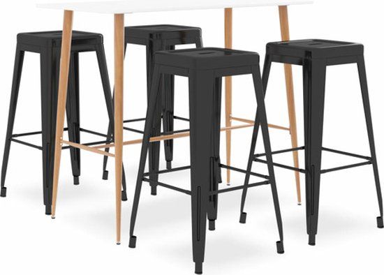 vidaXL 5-delige Barset Wit & Zwart