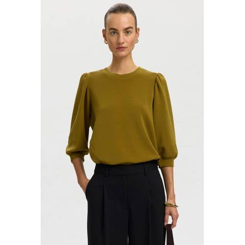 Selected Selected oversized sweater met plooien - groen