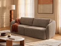 Vente-unique Driezitsbank in taupe chenillestof LIRUNO