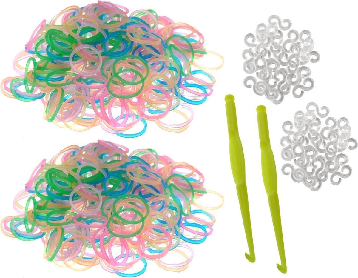 Behave 600 Loom Bands met 2 weefhaken en S-clips multicolour