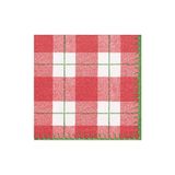 Caspari 14800CG Plaid Check Papier Linnen Cocktail Servetten in Rood, 15 Per Pakket