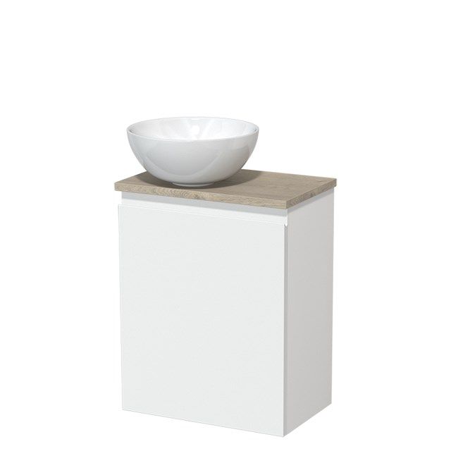 Maxaro Modulo Toiletmeubel 41 cm - Mat Wit - Lichtgrijs Eiken
