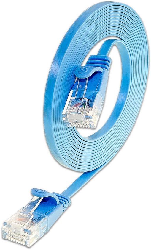 Slim Wirewin PKW-STP-SLIM-KAT6 0.25 BL RJ45 Netwerkkabel, patchkabel CAT 6 U/FTP 25.00 cm Blauw Plat 1 stuk(s)