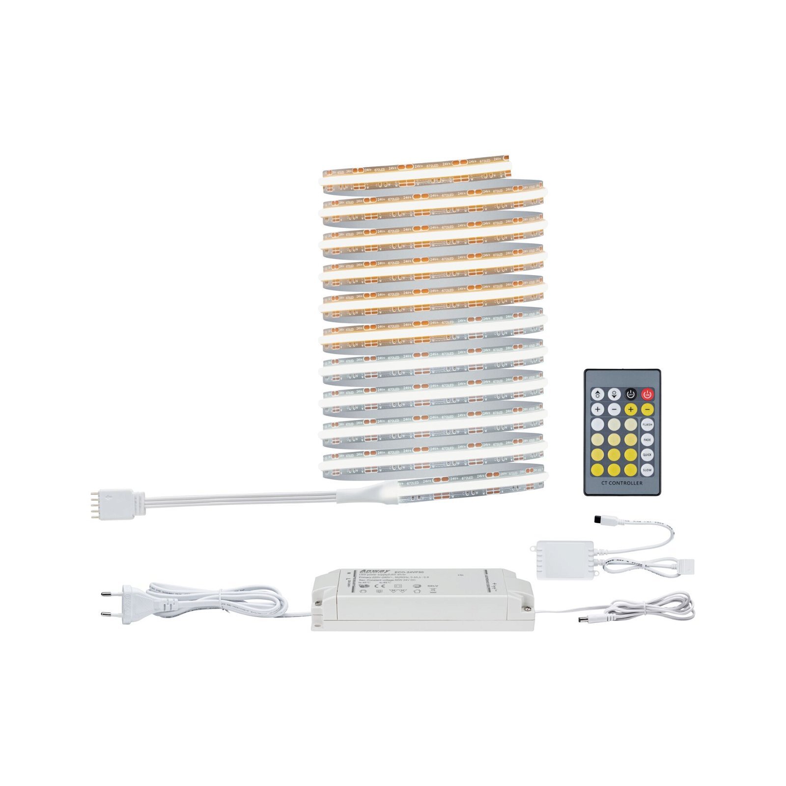 Paulmann MaxLED 1000 LED Strip Full-Line COB Basisset 3m 25,5W 1200lm/m 673LEDs/m Tunable White 50VA