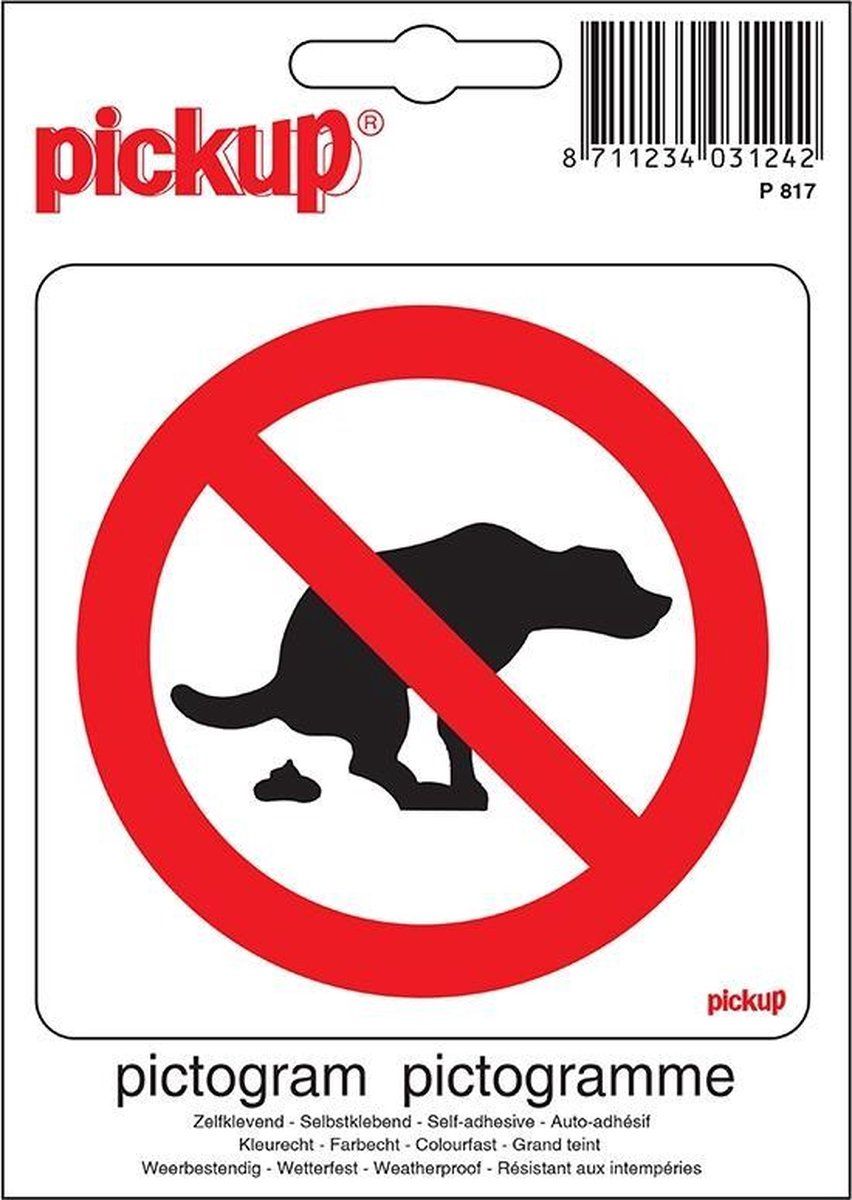 Pick-Up Pictogram 10x10 cm - Hier geen hondenpoep