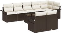 vidaXL - Dining loungeset - 8 zitplekken - Bruin en crème - Polyrattan