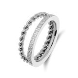 Lucardi Dames Stainless steel ring met zirkonia voor dames - Ring - Staal - Zilverkleurig - 16 / 50 mm