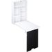 Table murale pliante avec étagère suspendue et tableau noir intégré, MDF blanc