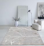 Mia's Teppiche Cielo Modern dicht laagpolig tapijt voor woonkamer en slaapkamer, elegante glans, glansvezel, hoog-laag-effect, veer, grijs, 80 x 300 cm