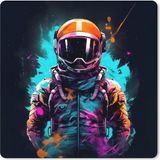 XXL Tapis de souris - Tapis de bureau - Astronaute - Néon - Jeu - Espace - 80x80 cm