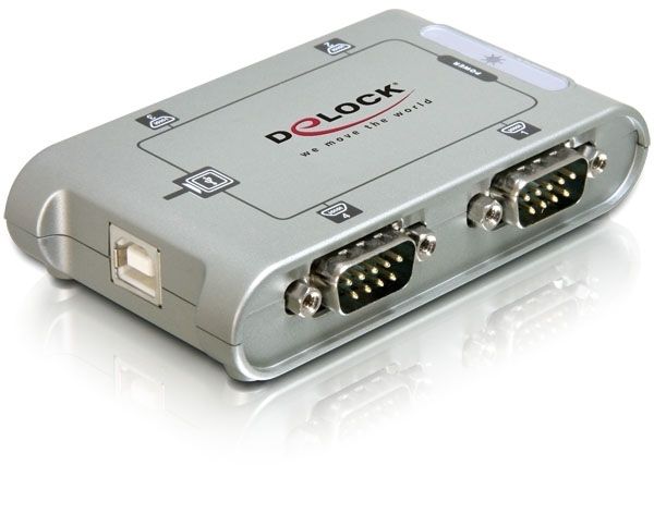 Delock Adapter USB 2.0 Seriell 4-Port Industrie RS-232 - Zilver