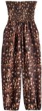 Next Dames Aangerimpelde Jumpsuit met Wijde Ronde Pijpen - Beige/Bruin/Donkerbruin