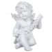 Out of the blue Zittende Engel met Rozenbloesemkrans-decoratie en Rozenslinger, Wit, 15 x 10 cm