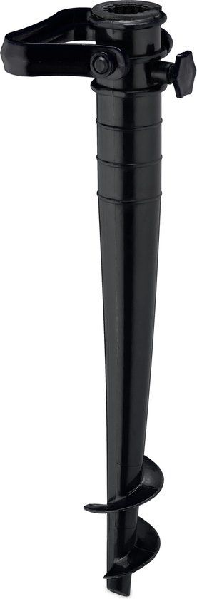 Relaxdays Parasolhouder Grondboor - Zwart - Met Handgreep - Voor Gazon of Strand - 32mm