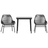 vidaXL 3-delige Tuinset met Kussens, Poly Rattan, Glas, Zwart