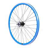 cyclingcolors 1 x achterwiel compleet fiets velg spaaknaaf fiets Fixie Bike maat 700 (13-622) TubeType Fixed Gear 16T Flip Flop Aluminium Blauw