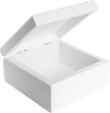 Creative Deco Klein Houten Doosje met Deksel | Wit | 10x10x5 cm