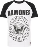 urban classics Merchcode Ramones - Ramones Circle Raglan Heren T-shirt - XL - Wit/Zwart