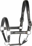 Harry's Horse Halster leder, zwart met bies FULL zilver