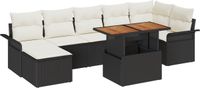 vidaXL Tuinbank Set 8-delig Zwart Polyrotan