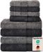 Komfortec Set handdoeken – Set van 8 - 4x Handdoek 50x100 cm en 4x Badhanddoek 70x140 cm - 100% Coton - Antraciet/Noir