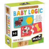 HEADU - Wooden Game Baby Logic – logica en fijne motoriek voor peuters | educatief spel van hout 1-3 jaar, het combineren van dieren en levensmiddelen, cadeau-idee voor kinderen, gemaakt in Italië