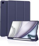 Casemania Hoes Geschikt voor Samsung Galaxy Tab A11 Plus (11 inch) - Donker Blauw - Tri Fold Tablet Case - Smart Cover