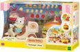 Sylvanian Families Hamburgerkraam speelset, avec papa Latte chat et scooter, chariot de collation, pour jeu de rôle
