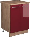 Vicco Wastafelkast Fame-Line, Bordeauxrode hoogglans/Goudkleurig Eiken, 60 cm