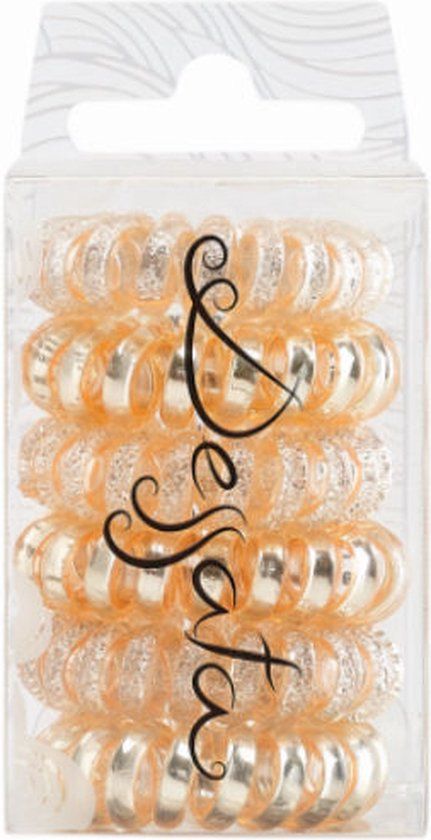 DESSATA Glitter + metal rose gold no-pulling hair ties - 6 pieces