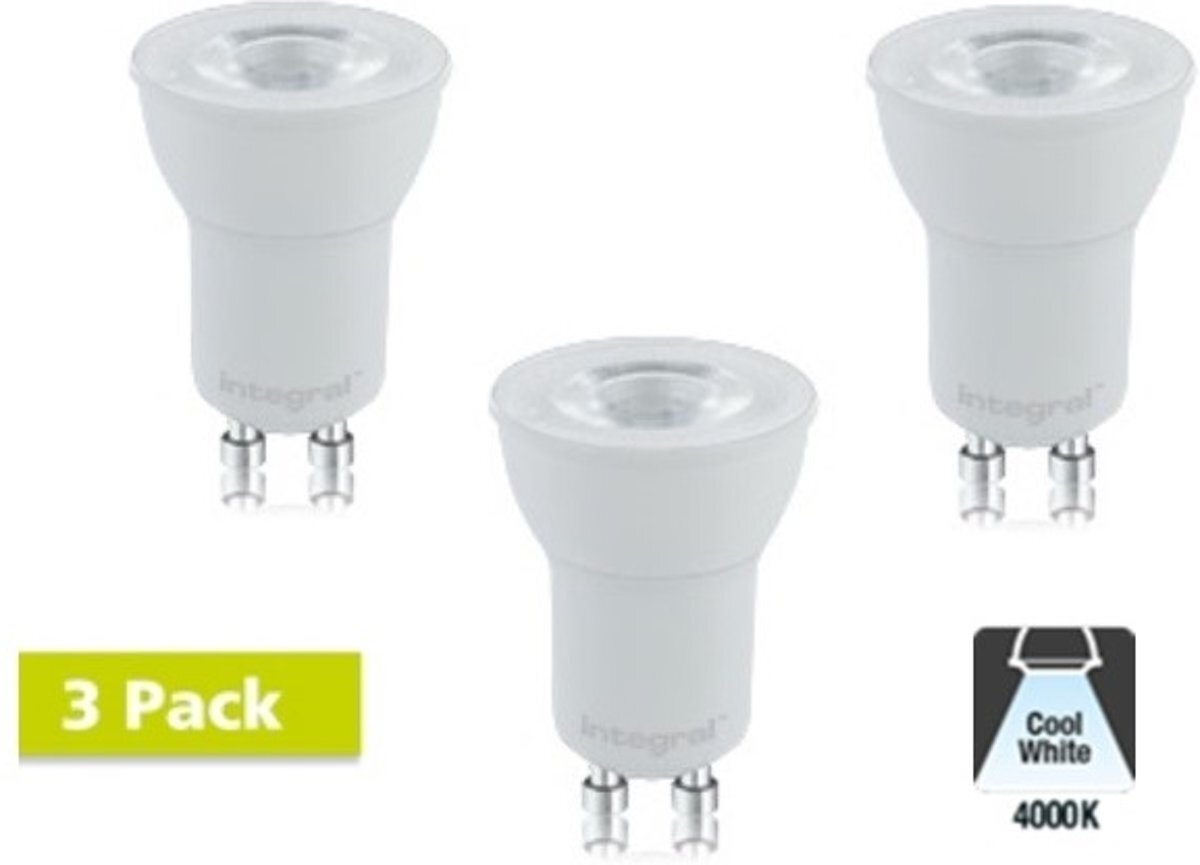 Integral 3 Pack - 35mm GU10 Led Spot 3,4w - 320 Lumen - 4000K Neutraal Wit