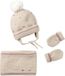 Vertbaudet Geborduurde hartjes babyset muts, snood en wanten