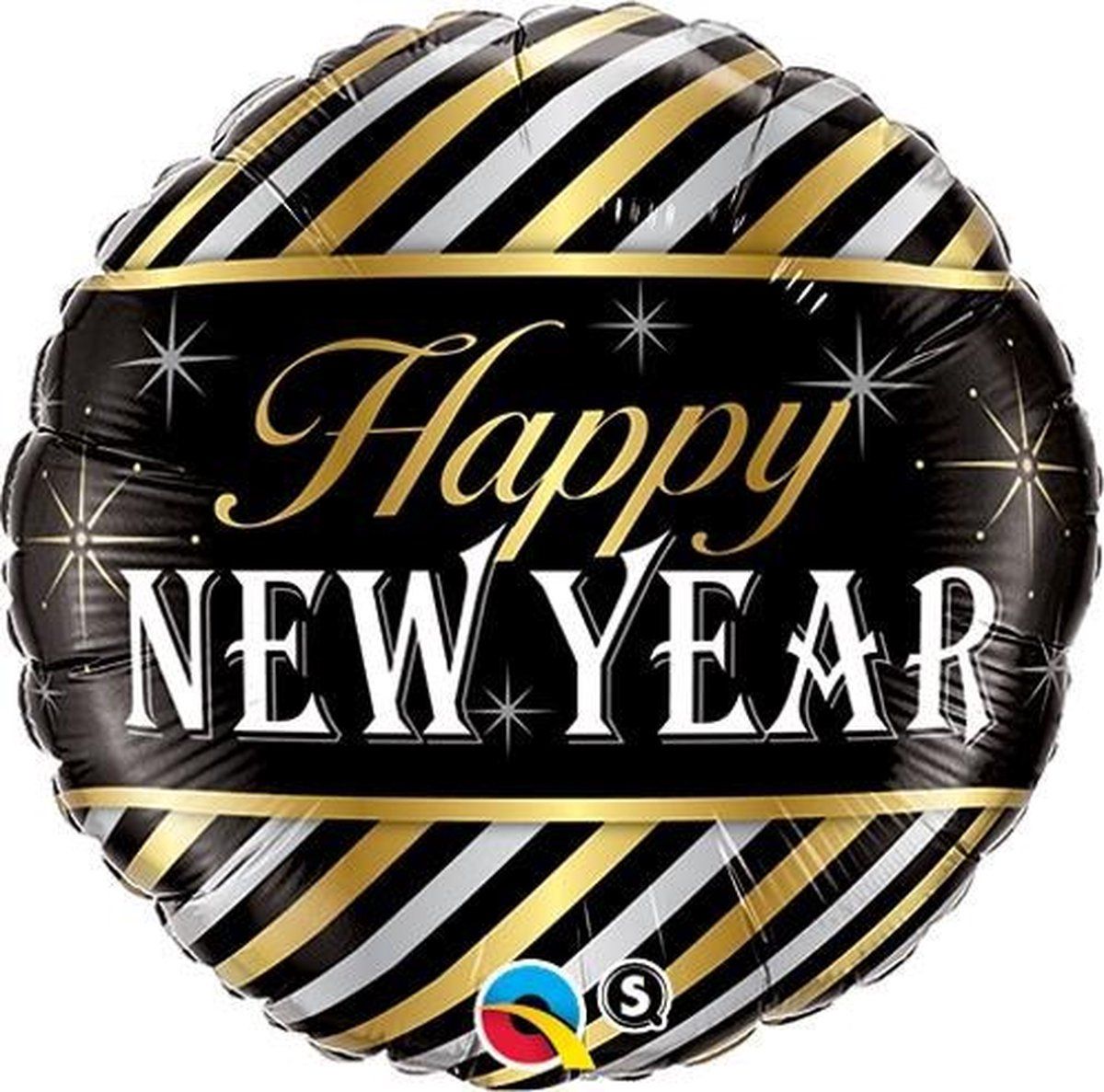 Qualatex Folieballon Happy New Year gestreept - Multikleur - 46 cm