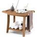 Coast Tabouret de douche - étanche - assise incurvée - tablette de rangement - marron - 60,5 x 34 x 48 cm