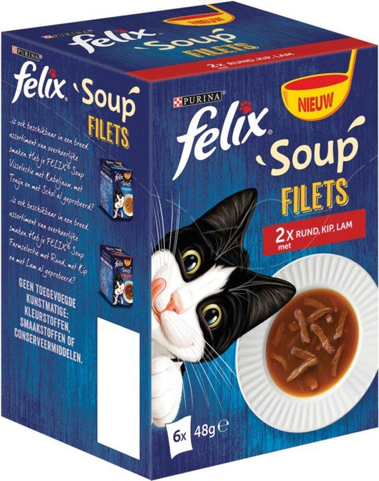 Felix Soup Rund - Kip Selectie Kattensoep - 6 x 48g
