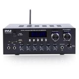 Pyle Stereo Audioversterker Bluetooth, 300 Watt, Dubbel Kanaal, MP3, USB, SD, AUX, RCA, Microfoon, Koptelefoon, FM, LED, Echo Delay, voor Home Theater, Studio