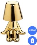 Fonkel Oplaadbare LED Tafellamp - Denker - Dimbaar - USB-C - Golden Boy Andy
