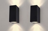 Ledvion - 2x LED Wandlamp Dimbaar - GU10 - IP54 - Zwart