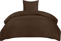 TRANKIELO® Housse de couette 135x200 cm + 1 taie d'oreiller 80x80 cm - Microfibre marron
