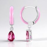 Cavill - Zilveren Oorbellen 925 Sterling - Platina Coating - Roze Topaas 0,954 ct - Peervormig Geslepen - Elegante Druppelvormige Dames