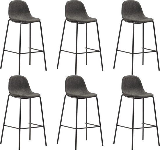 vidaXL Barstoelen 6 stuks stof donkergrijs