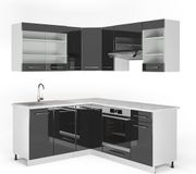 Vicco Hoekkeuken Fame-Line, Antraciet Hoogglans/Wit, 190 x 160 cm zonder werkblad