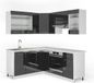 Vicco Hoekkeuken Fame-Line, Antraciet Hoogglans/Wit, 190 x 160 cm zonder werkblad