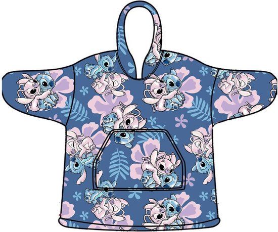 4KidsOnly Disney Lilo & Stitch Hoodie Fleece Deken - Blauw - Kinderen