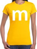 Bellatio Decorations Shoppartners Bv Letter M verkleed - carnaval t-shirt - geel - voor dames - M en M serie - kostuum L